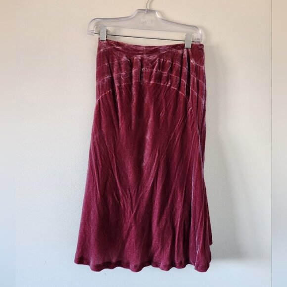 ZARA | Silk skirt crushed velvet raspberry pink red midi sz 6 - Picture 1 of 5